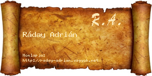 Ráday Adrián névjegykártya